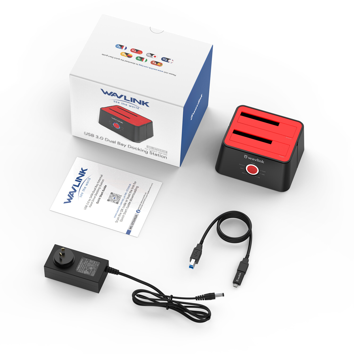 WAVLINK USB 3.0 SATA HDD SSD Docking Station Offline Clone 2.5"/3.5" Hard Drive