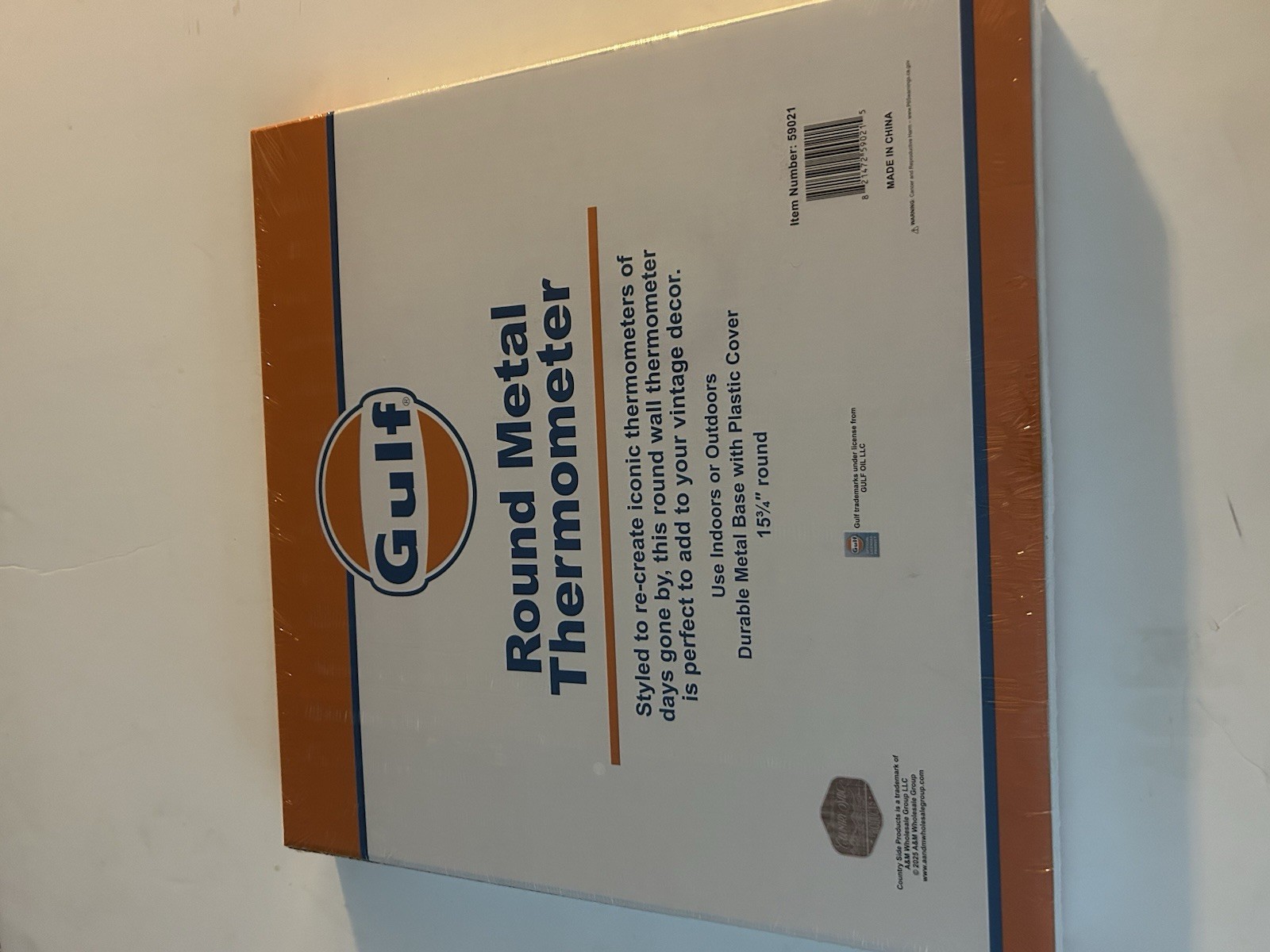 Gulf Oil Reproduction Round Thermometer Vintage Wall Decor