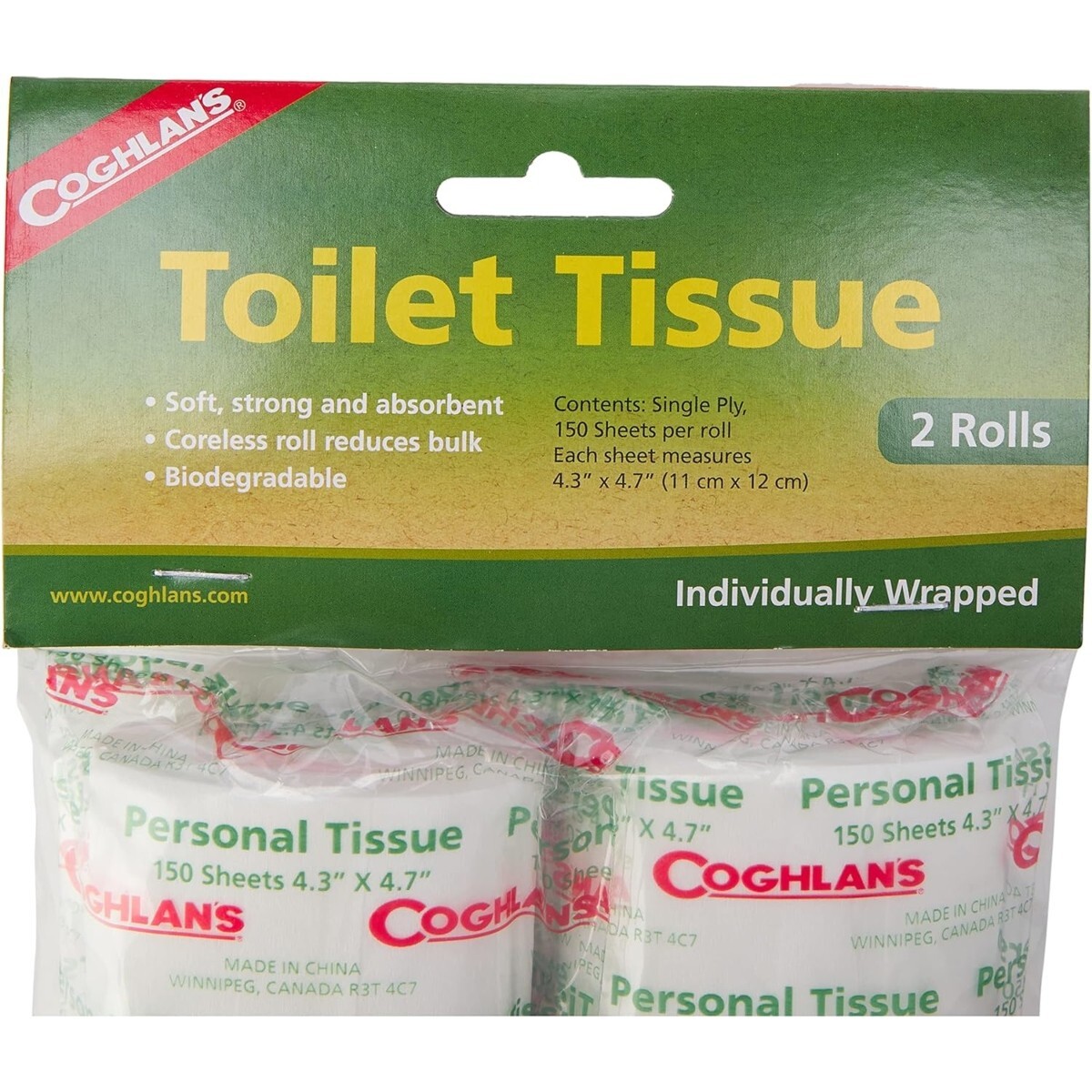 Camping Toilet Tissue 2 Rolls for Backpack Packable Compact Biodegradable Paper
