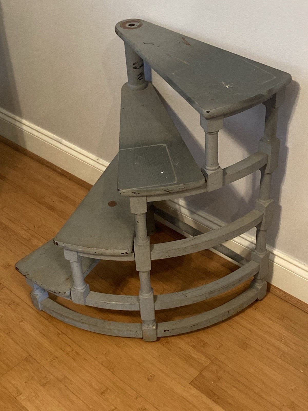 Vintage Wooden Library Spiral Case, Mid Century Modern Book stairs Made In Italy