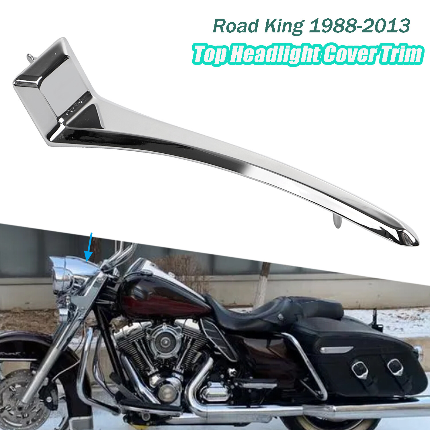 For Harley Road King FLHR Classic Custom Headlight Nacelle Trim Spear Zinc Alloy