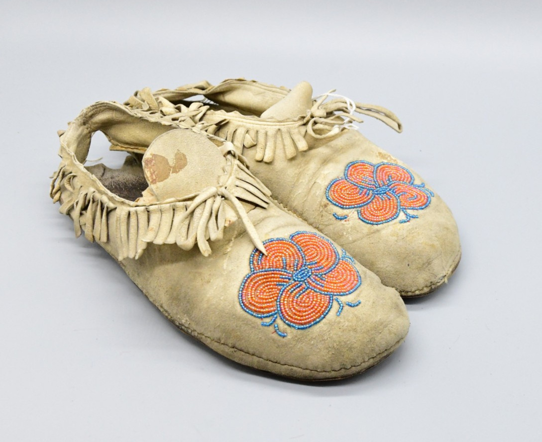 Crow Floral Beaded Deerhide Moccasins