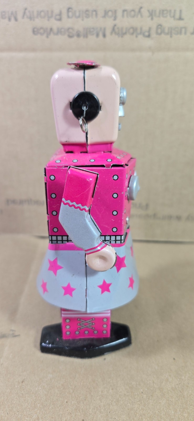 Vintage Venus Robot Ms 461 Pink Windup Tin Toy with Original Box and Key