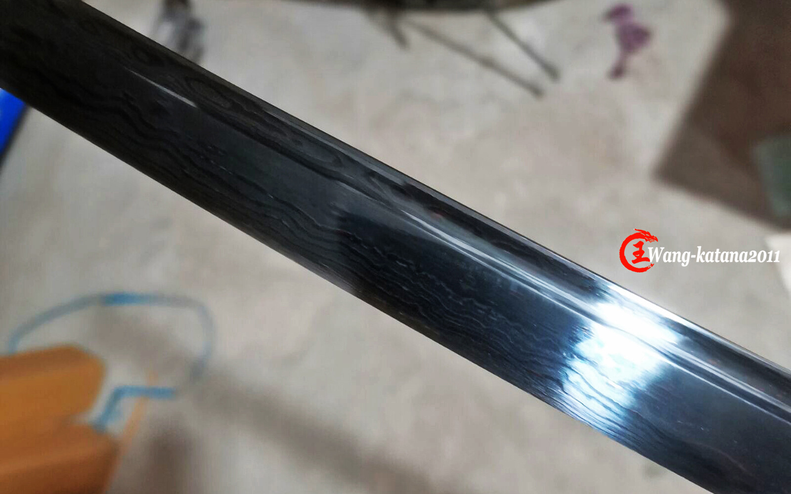 All Black Katana Damuscus Folded T10 Steel Functional Japanese Samurai Sword