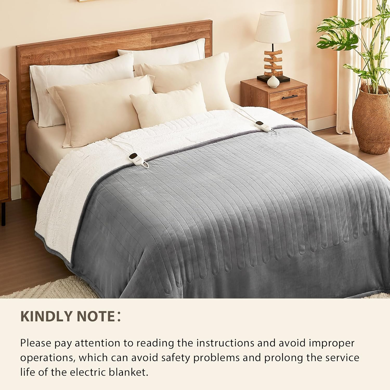 Electric Heated Blanket Twin - 62"X84" Heating Bed Blankets Throw with 10 Heatin