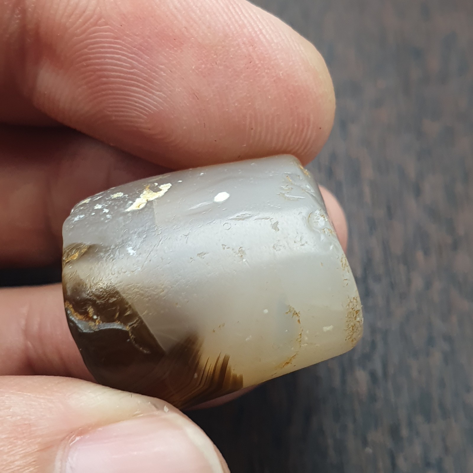 Ancient Antique Himalayan Tibetan Banded Ntural pattern Agate Bead Amulet