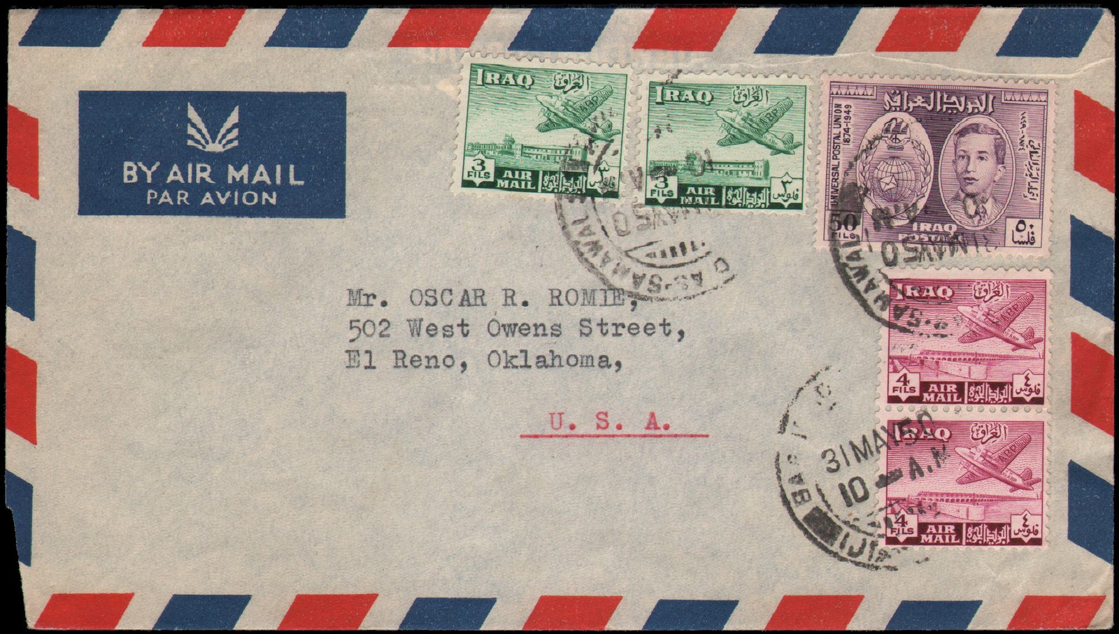 Baghdad to El Reno OK, 1950