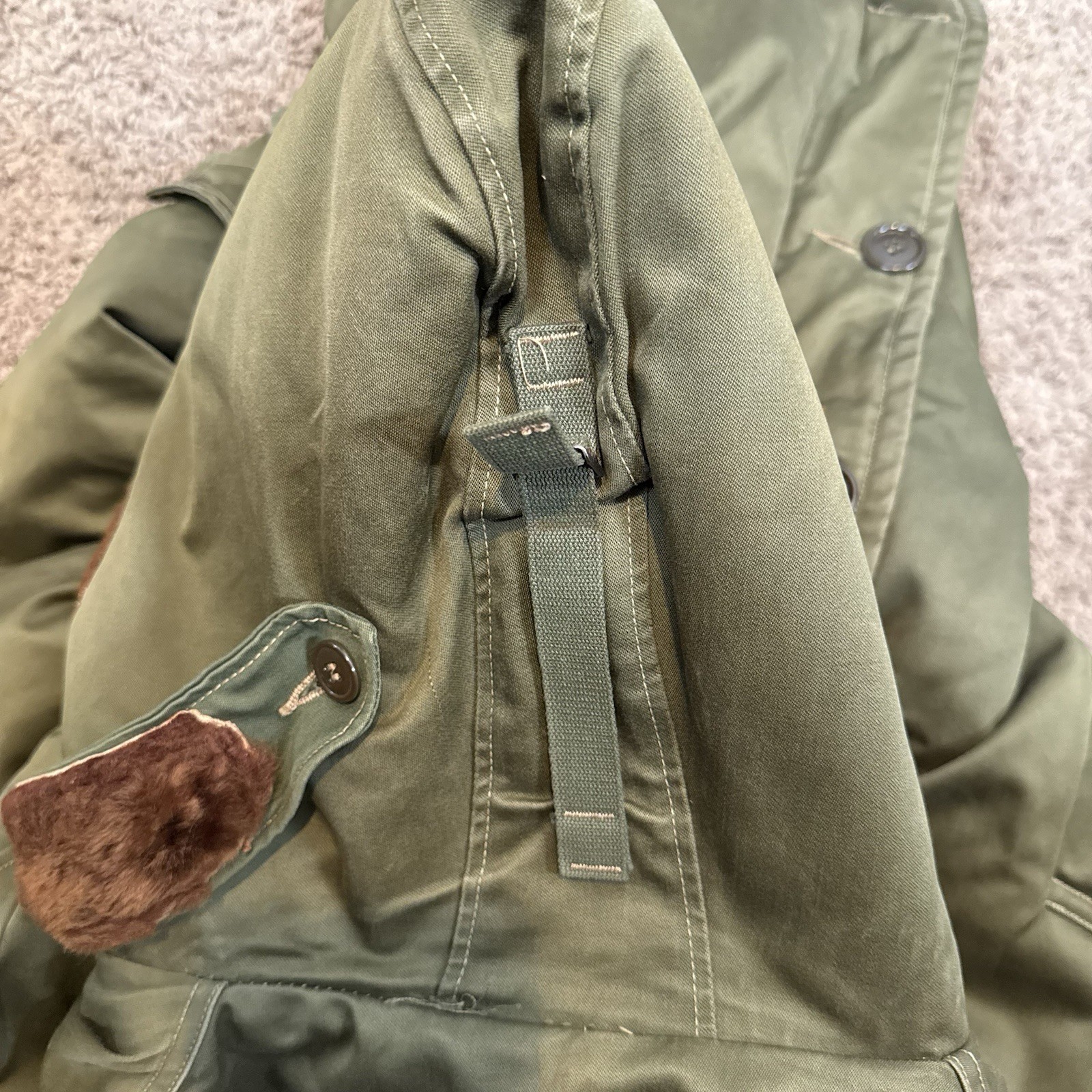 US Military Vintage 40s WW2 OG Faux Fur Talon Zip Hood B-9 Parka Jacket Mens XL