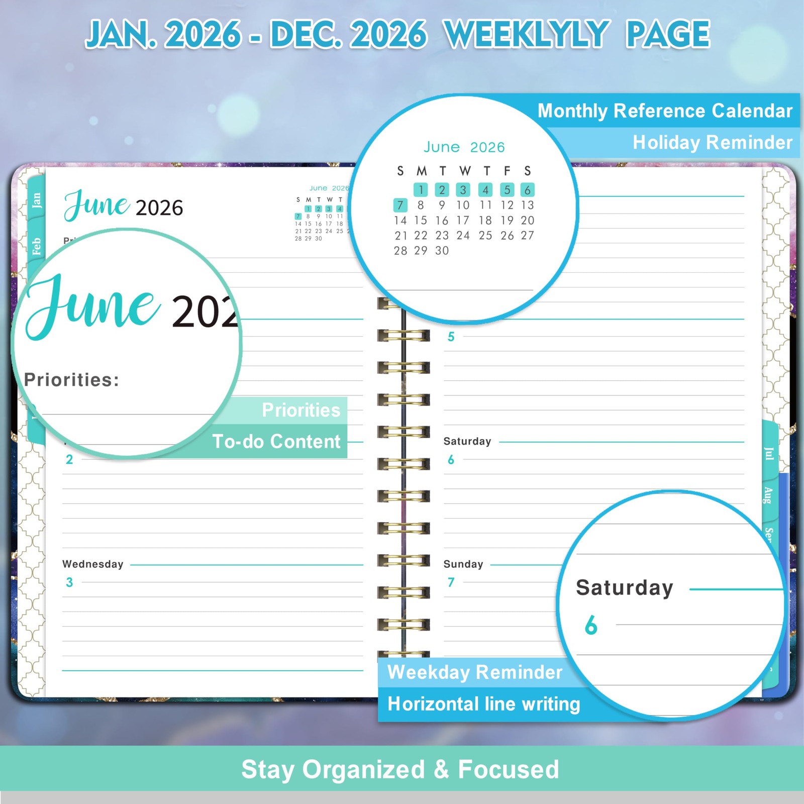 2026 Planner - Weekly Monthly Planner 2026, JAN 2026 - DEC 2026, 6.4 x 8.5, ...