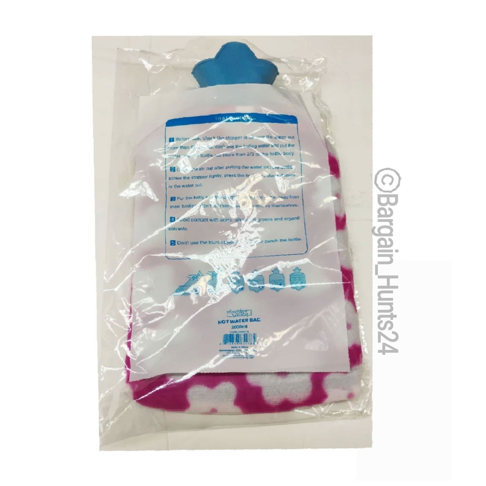 Hot Water Bottle with Plush Cover Rubber Bag For Warm Therapy 2000ml (Pack of 1)