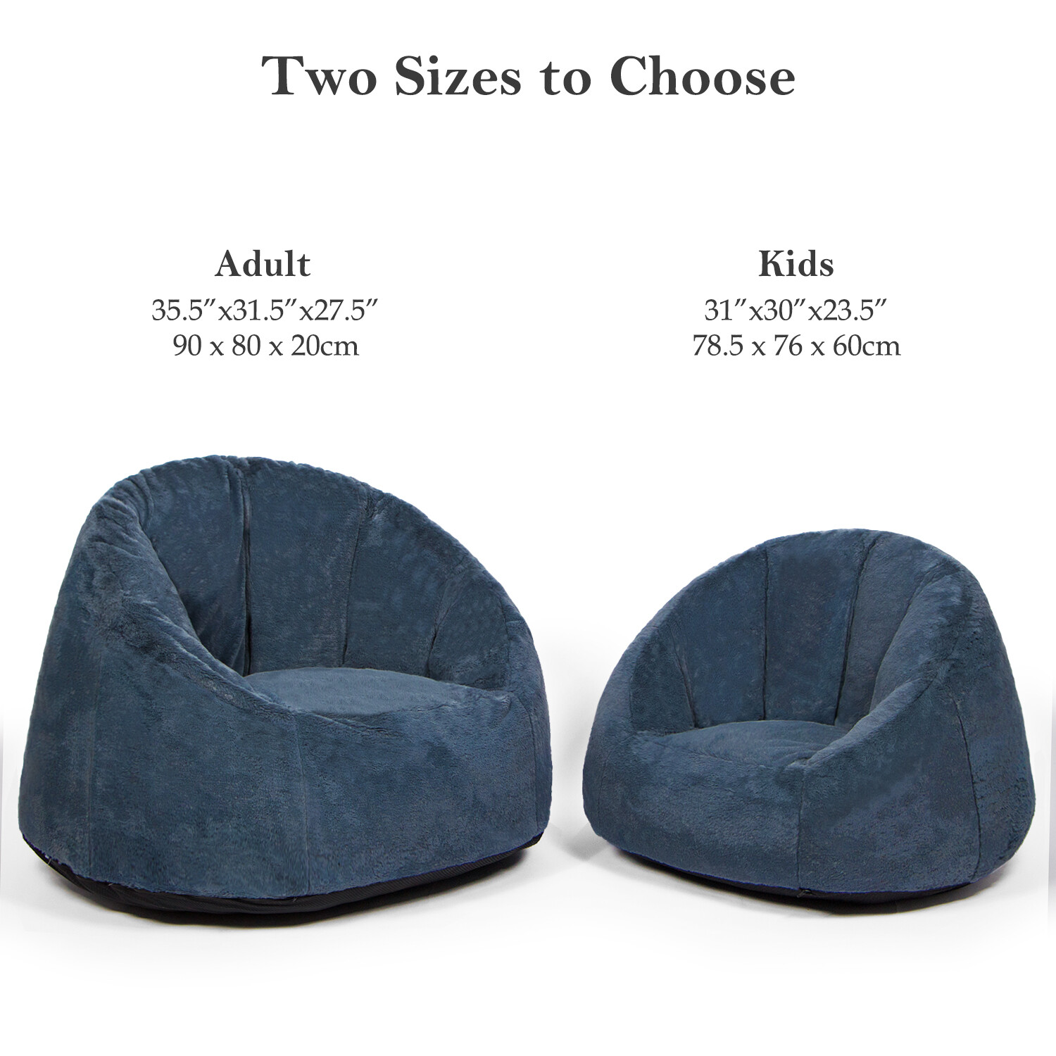 N&V Large Bean Bag Chair, Adult Size Bean Bag Sack, Foam Washable Cover Faux Fur