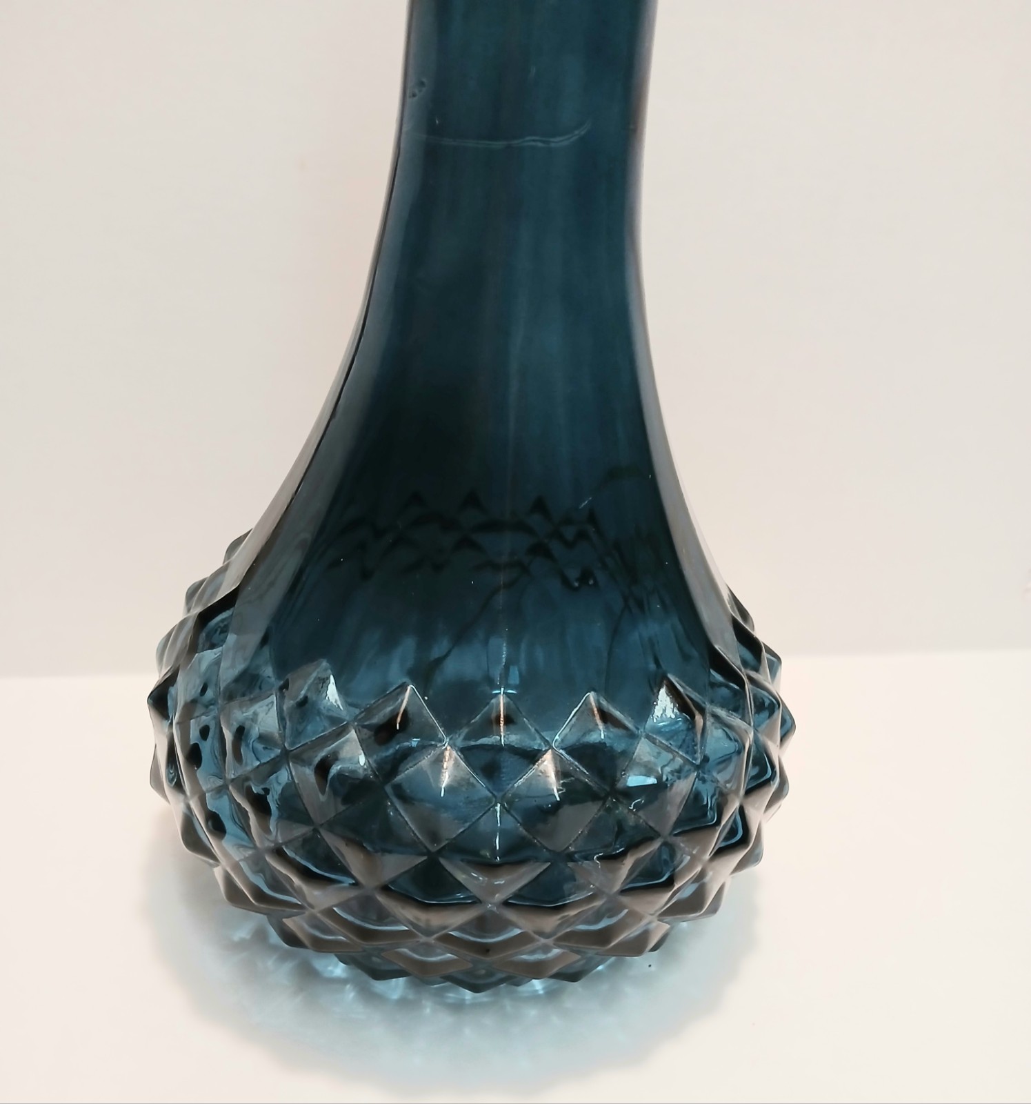Dark Teal Blue Lightup Genie Bottle Basket Weave 11"