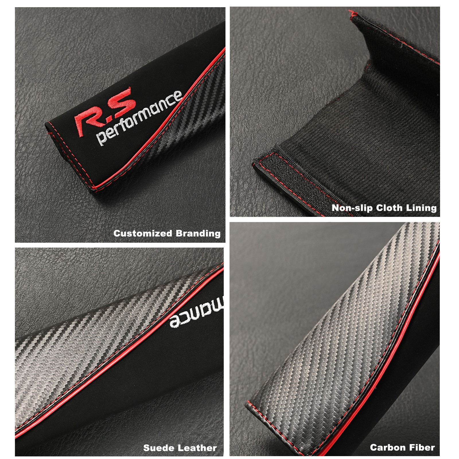 2Pcs Suede Car Seat Belt Cover Pads Carbon Look Shoulder Strap Pad Cushions