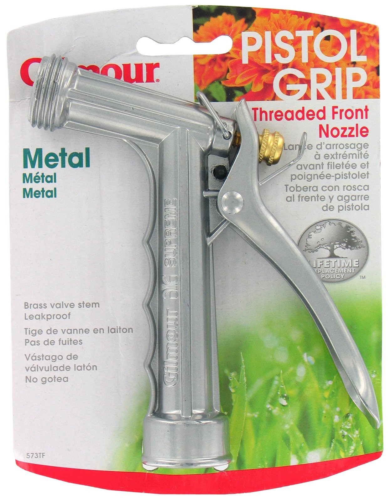 Gilmour 8573021001 Metal Pistol Grip Self-Adjusting Hold-Open Clip Water Nozzle