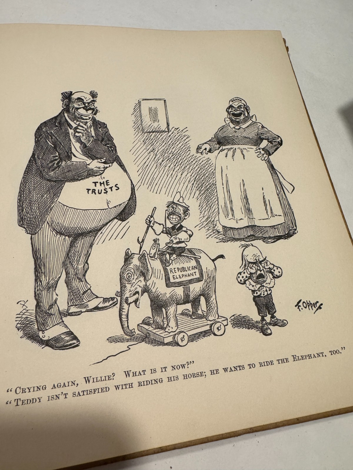 SIGNED BY AUTHOR! Willie and His Papa F. Opper 1901 Book McKinley Teddy Satire