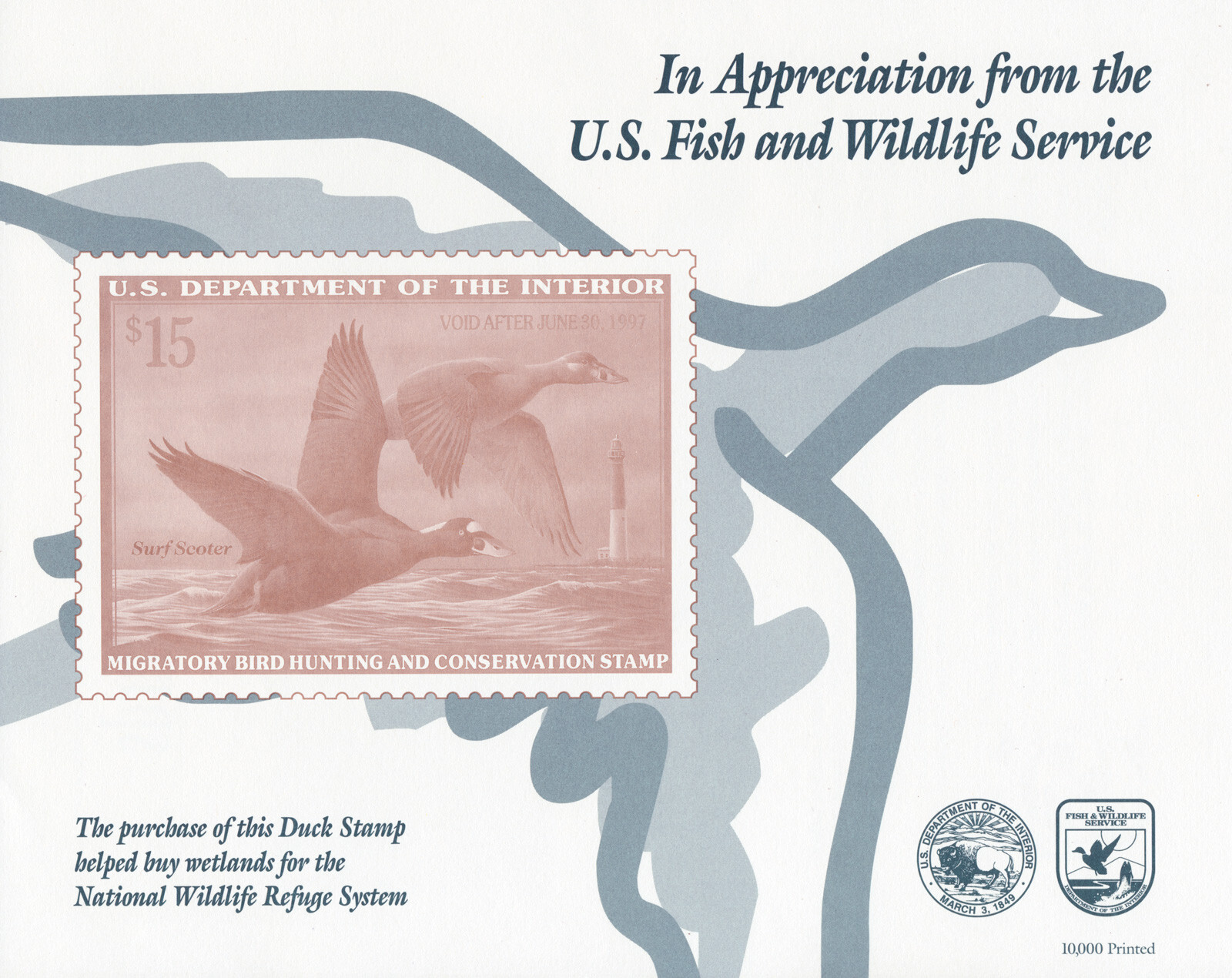 2 Duck Stamps & 23 U.S. Fish & Wildlife Appreciation Souvenir Cards 1975-1997 US