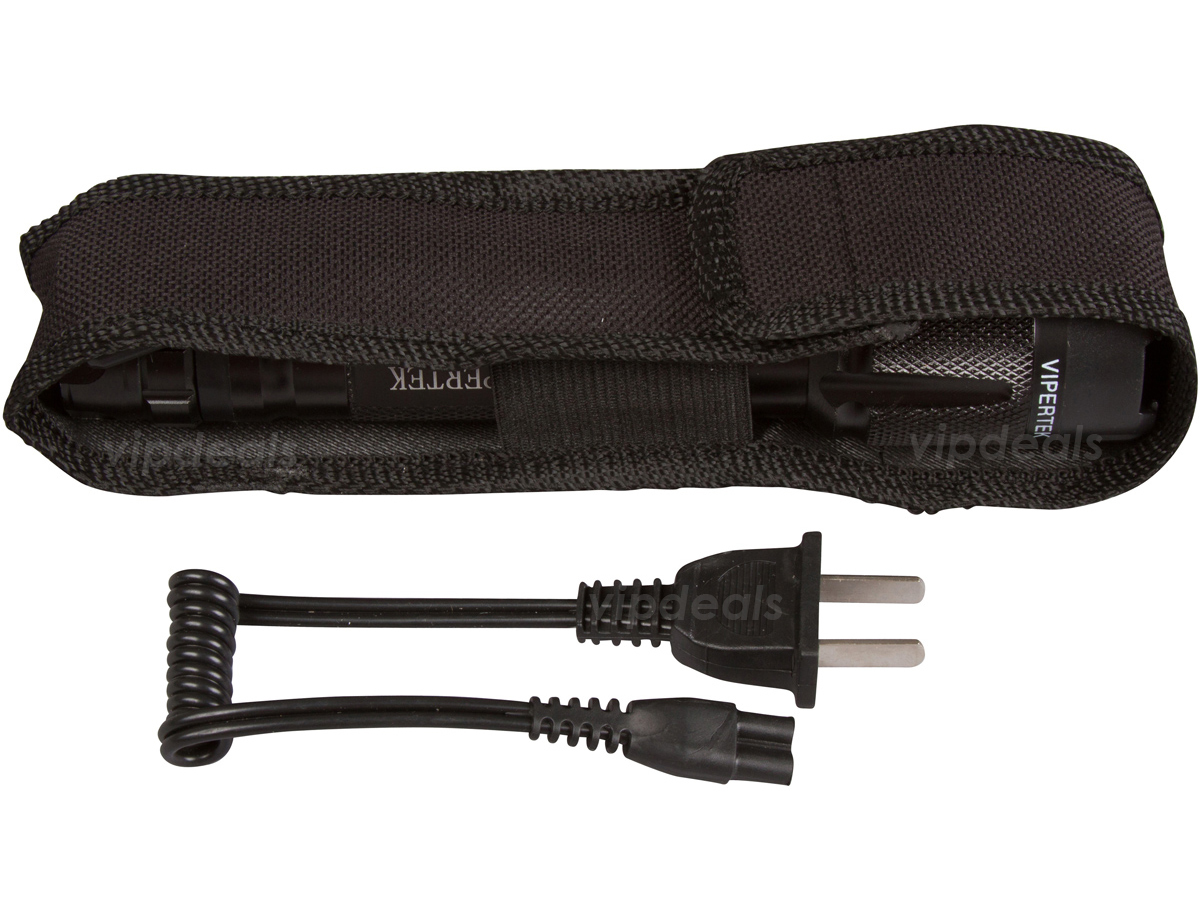 VIPERTEK Stun Gun VTS-T03 BLUE 500 BV Metal Rechargeable LED Flashlight