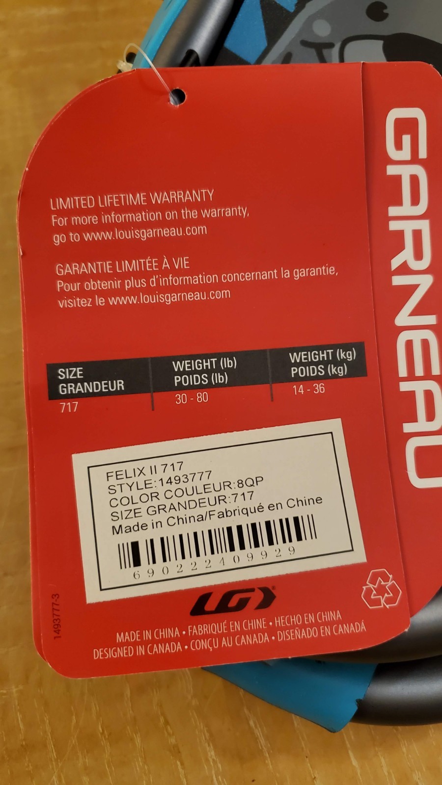 Louis Garneau Felix II 717 Children's Snowshoes 30-80lbs Black/Red