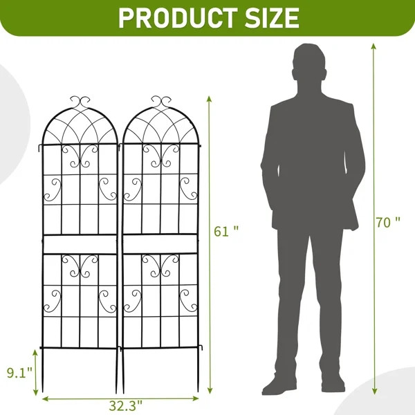 2 Pack 16" x 61" Rustproof Iron Garden Trellis