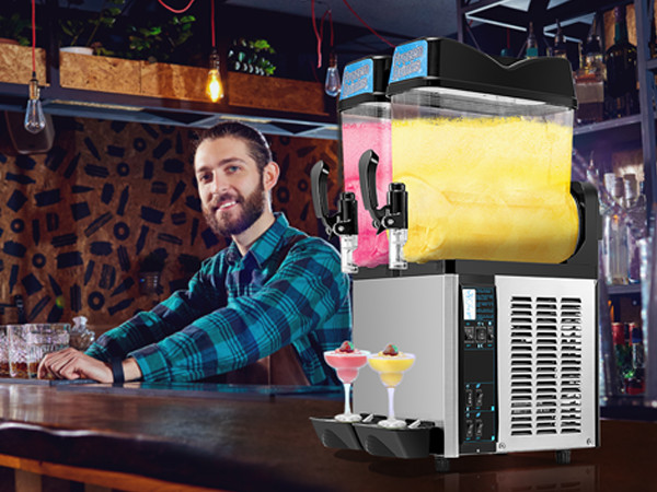 Ginkman Commercial 2 Tanks 24L Frozen Drink Slushy Making Machine Smoothie Maker