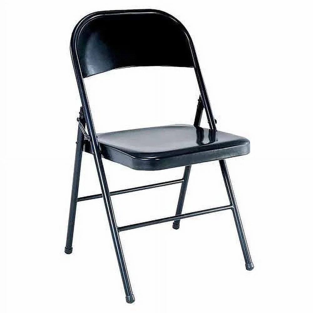 All-Steel Metal Folding Chair, Double Braced, Black