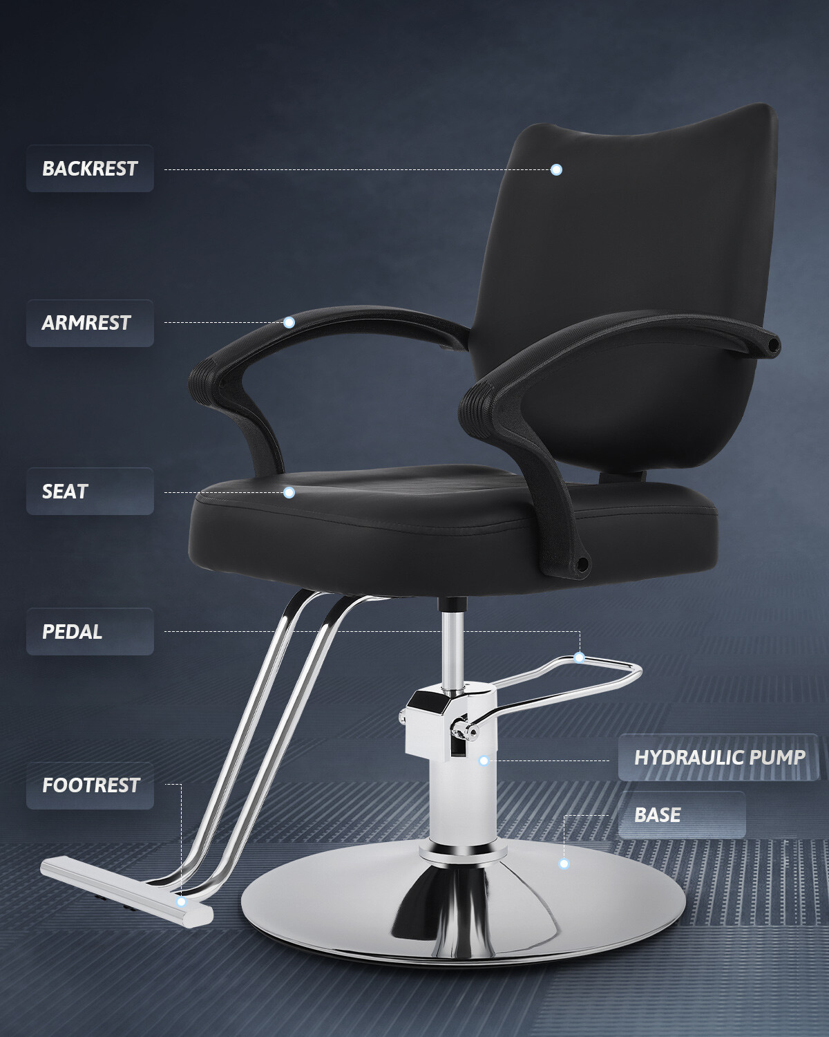 CO-Z Salon Chair for Hair Stylist w 360° Swivel Classic Barber Chair 550lb. Cap