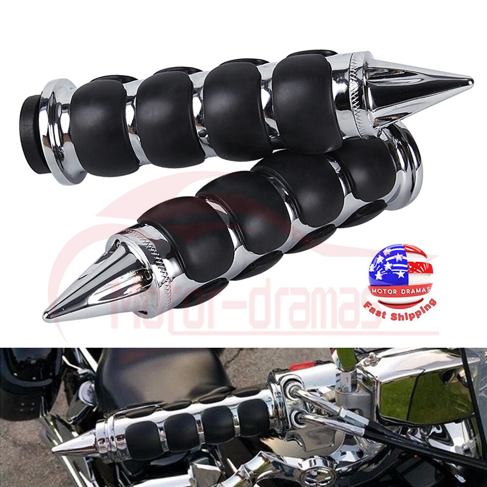 1" Motorcycle Chrome Black Hand Grips Handlebar for Harley Yamaha Honda Kawasaki