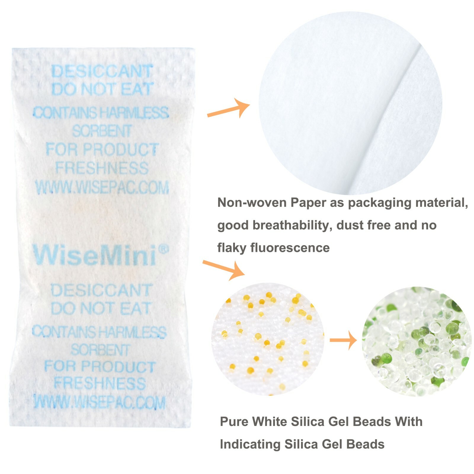 0.5 Gram 300 Pack Silica Gel Packets Color Indicating Dessicant Food Grade NP