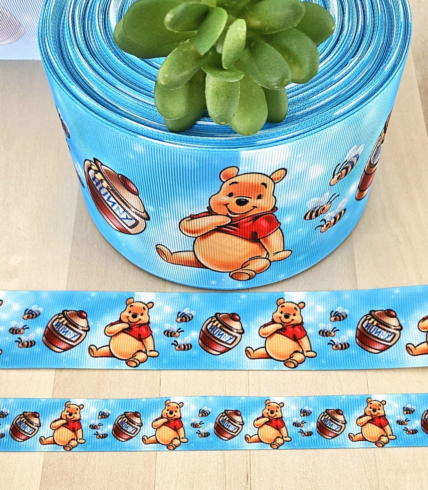 7/8, 1.5 & 3" (1 YD) Winnie The Pooh Grosgrain Ribbon Bee Hive Butterfly