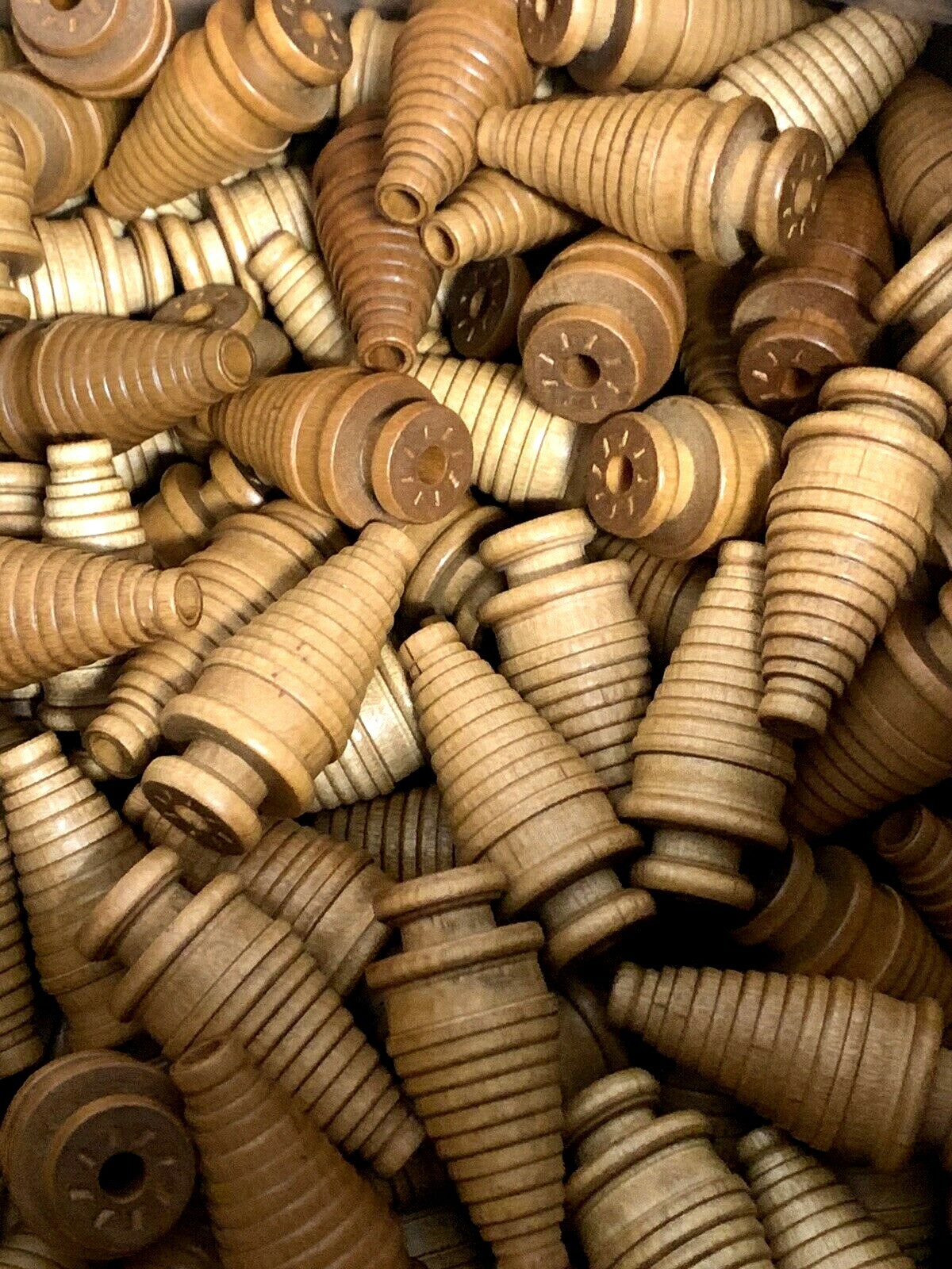 Spools Small Industrial Quills Textile Bobbin Vintage Wood NOS lot-12: