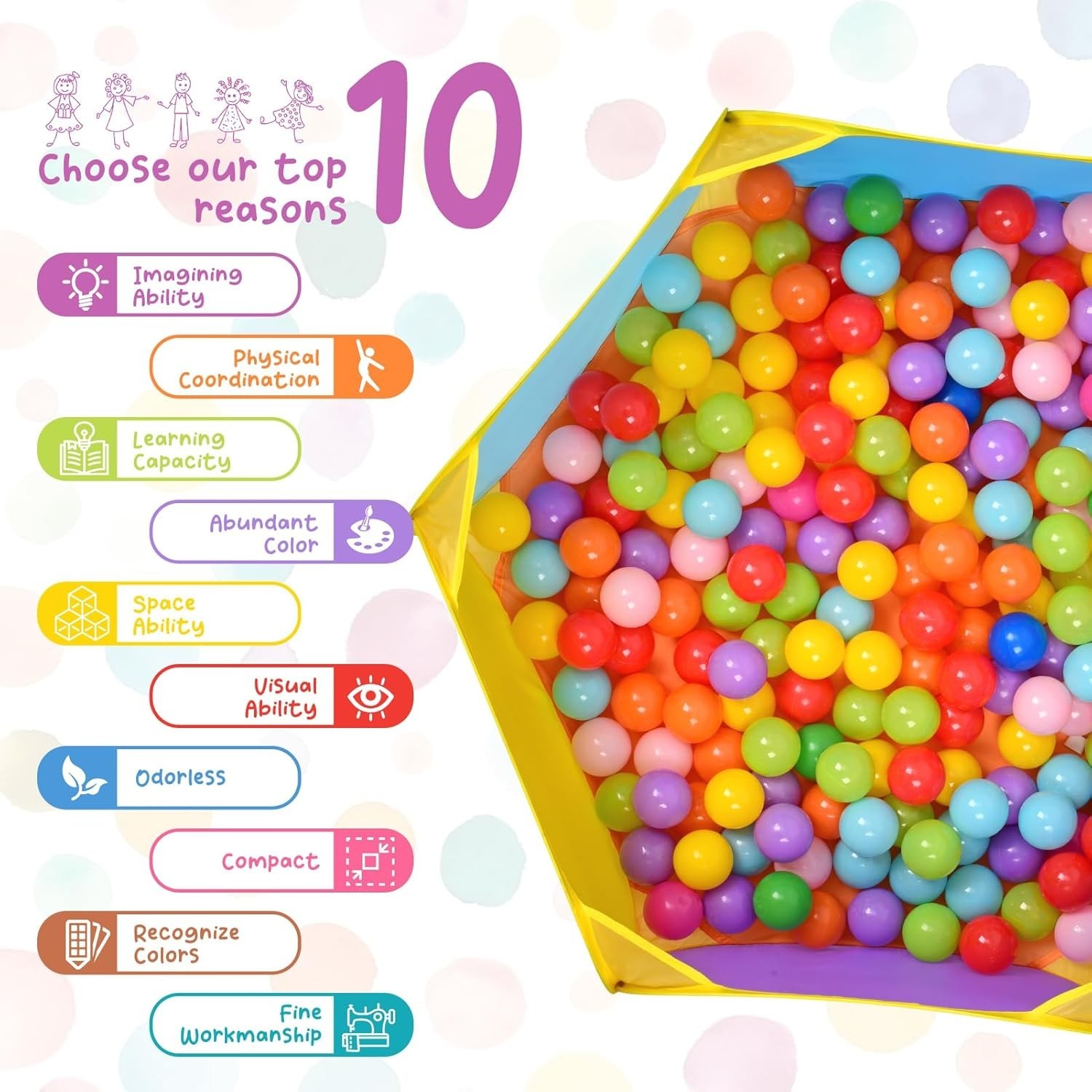 Creative Play Zone: Extra Large Multicolor Toddler Ball Pit with Storage Bag