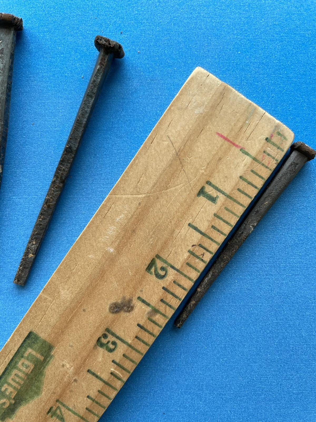 Lot Of 5 Iron Hand Cut 3” Square Head Nails Used Rusty Vintage (plus One 2.5”)