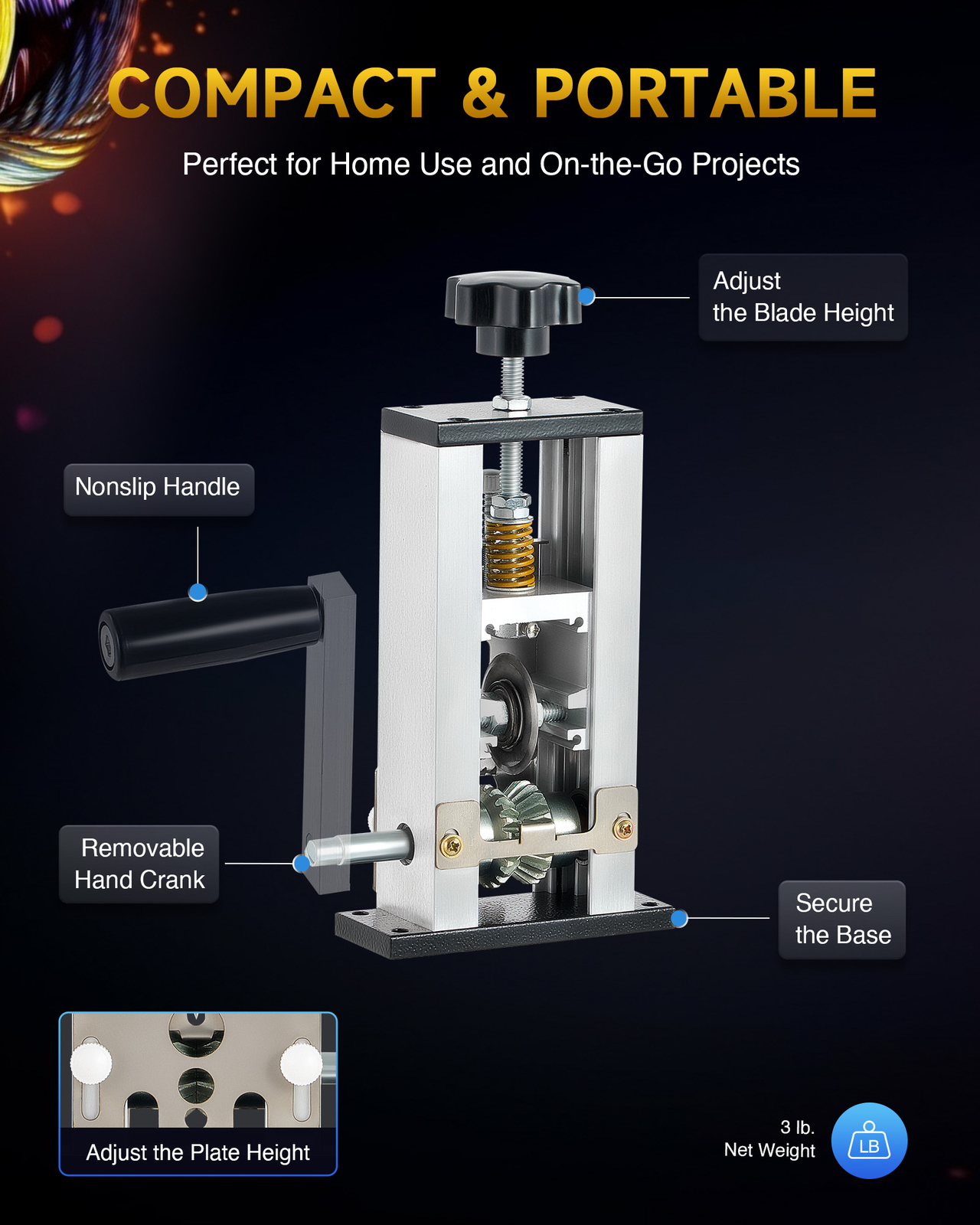 CREWORKS Manual Wire Stripping Machine 1.5-25 mm Cable Stripper Copper Recycling