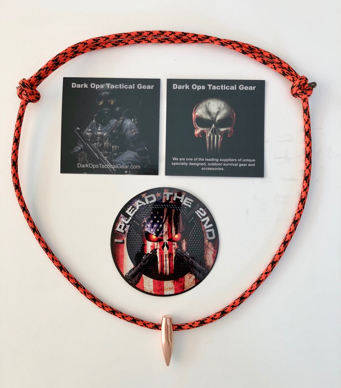 Sniper HOG TOOTH Paracord .30 Cal ...Necklace ...+ 1 Decal   ...Orange/Black