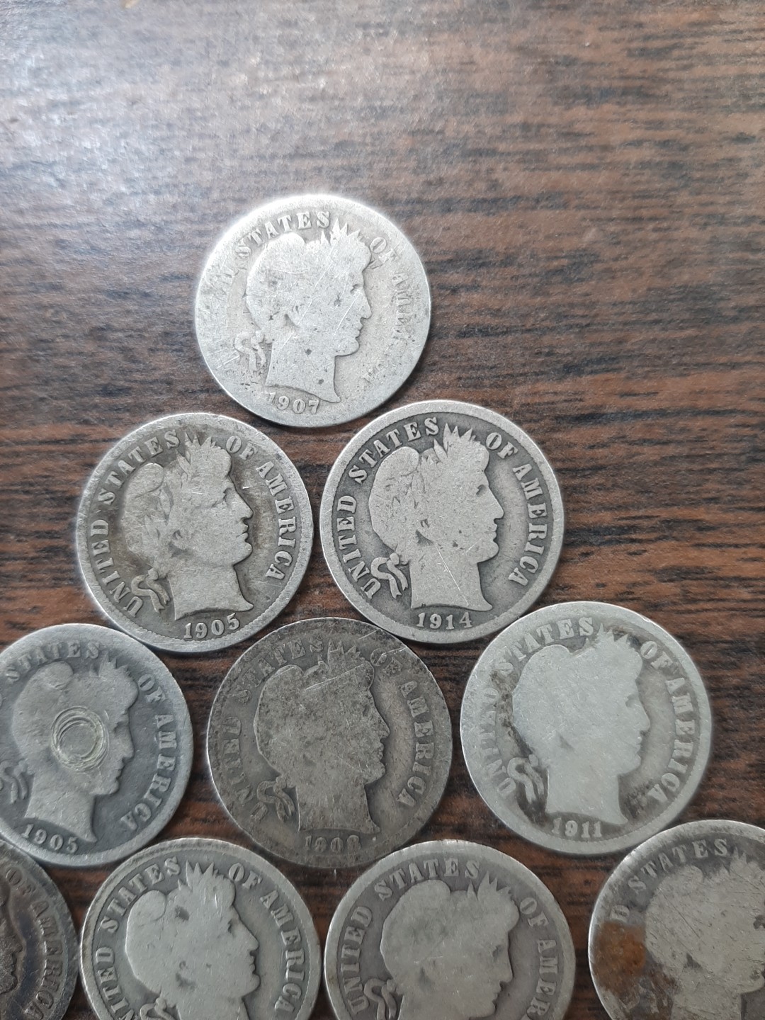 Lot Of 10 Barber Dimes - Various Dates & Mints - 90% Silver