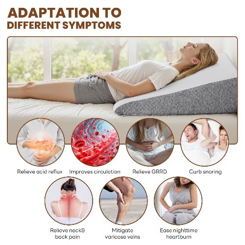 Wedge Pillow, Memory Foam Bed Wedge for Acid Reflux & Recovery23.6×23.6×7.5in