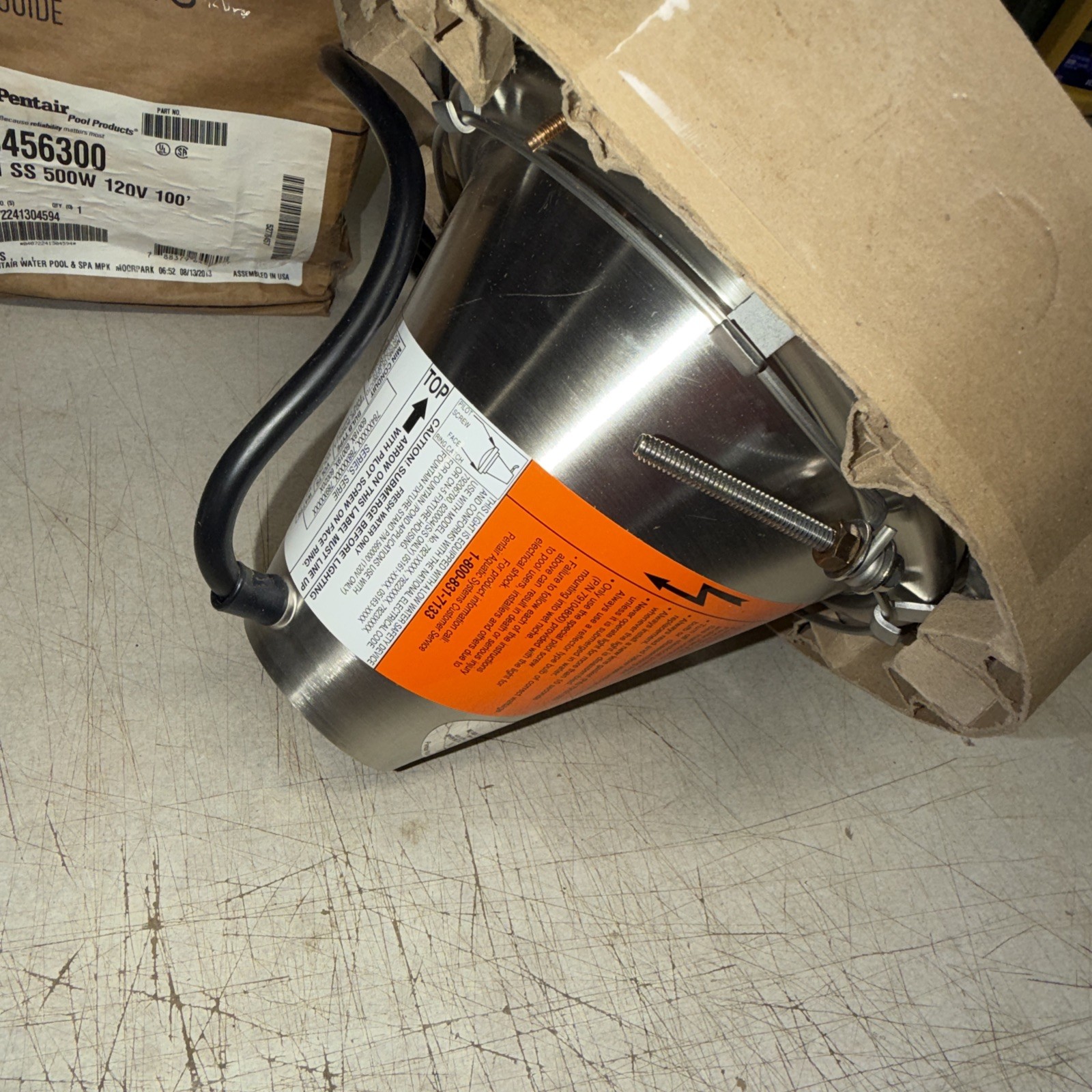 Pentair 78456300 Amerlite Pool Light 120V 500W 100’ Cord SS Face Ring – Open Box