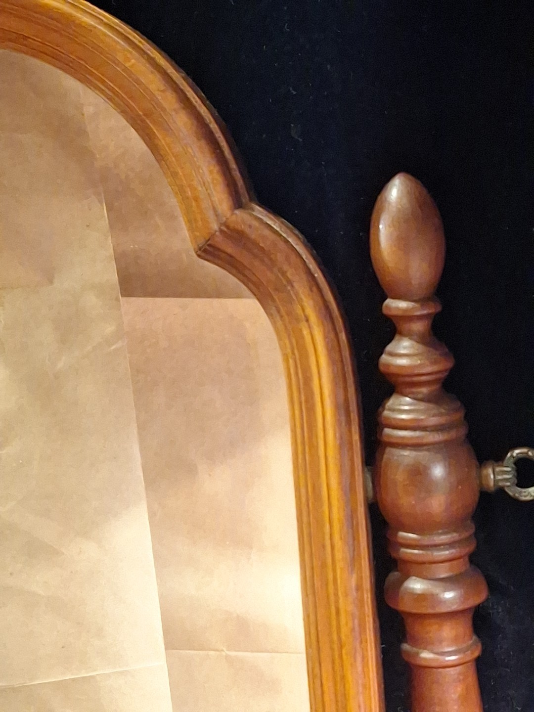 Antique Wood Tabletop Vanity Dressing Table with Falconer Durever Swivel Mirror