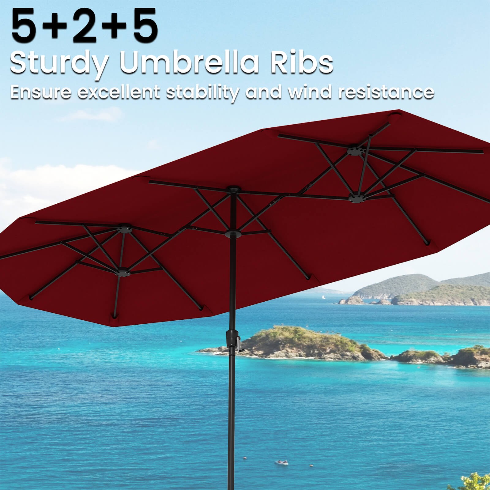13 FT Large Patio Umbrella Outdoor Double-Sided Table Market Umbrella for Garden