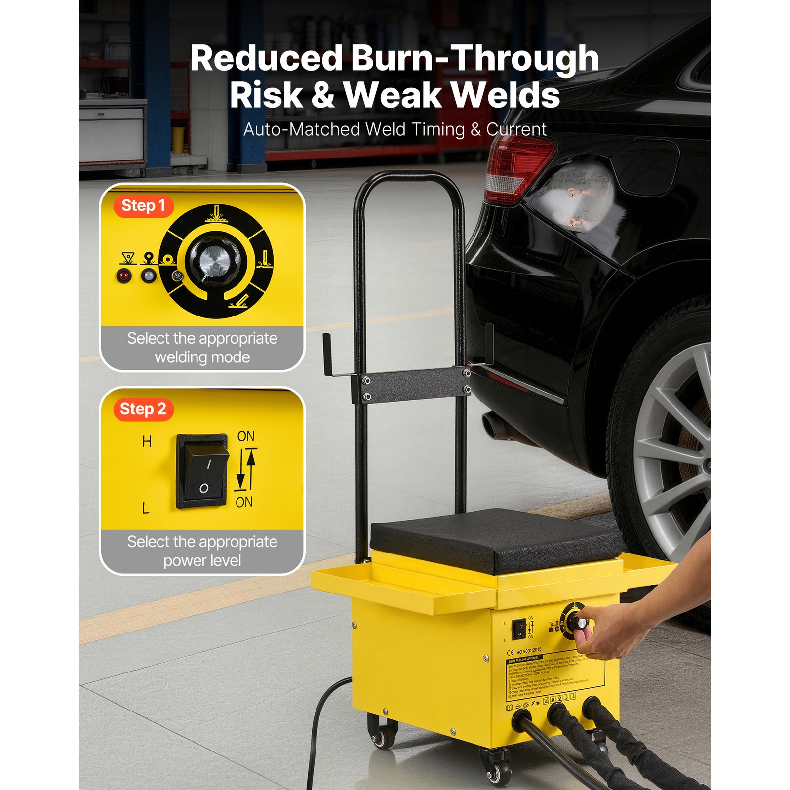 Uimoso Spot Welder Dent Puller Cart 4.5KW Stud Welder Repair Kit with 6 Settings