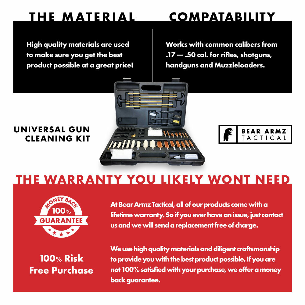 Universal Gun Cleaning Kit for Rifle Pistol Shotgun Muzzleloader for any Caliber