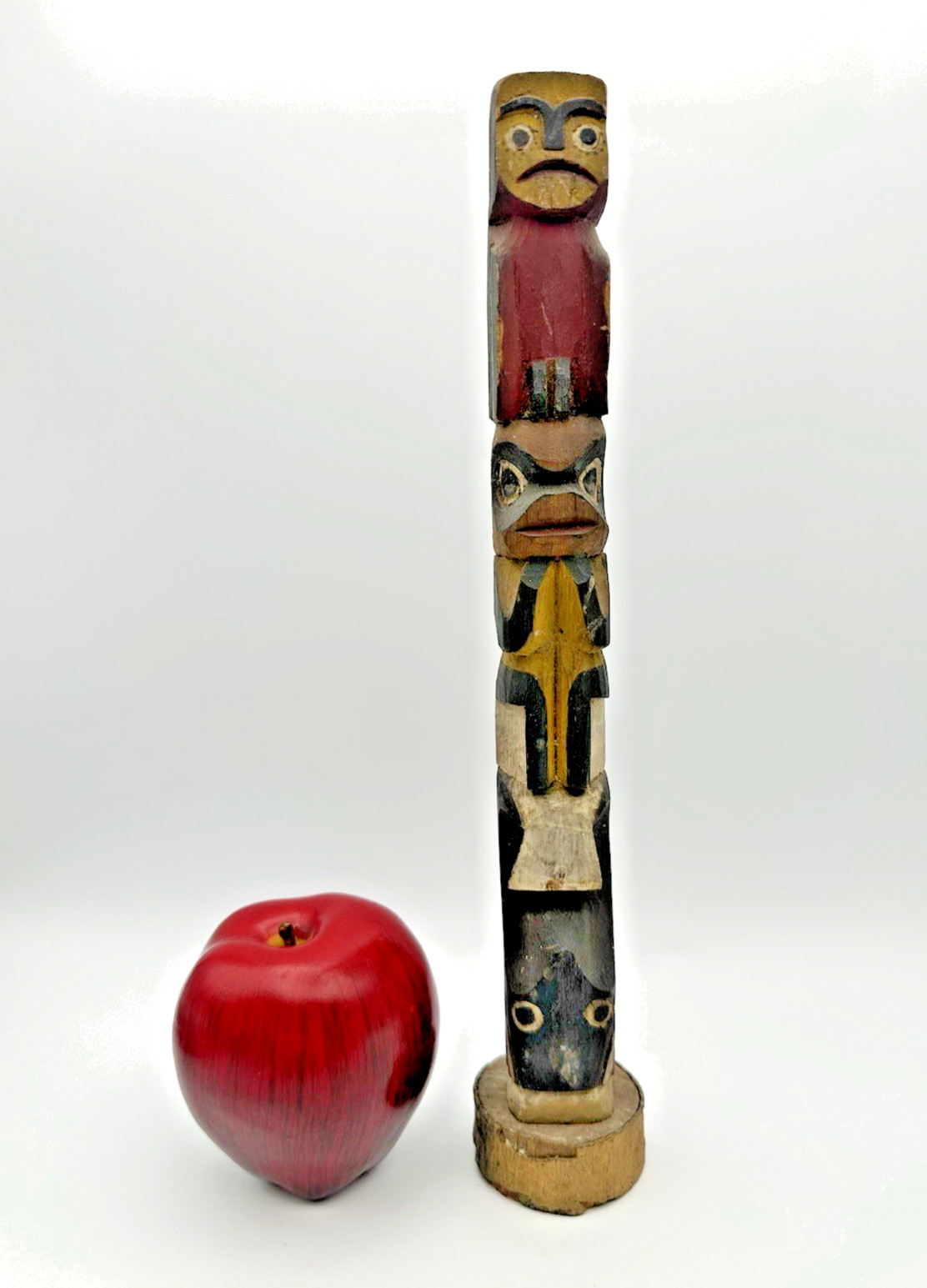 Old 12 1/4" Pacific Northwest Coast Carved Cedar Totem - Antique Native American