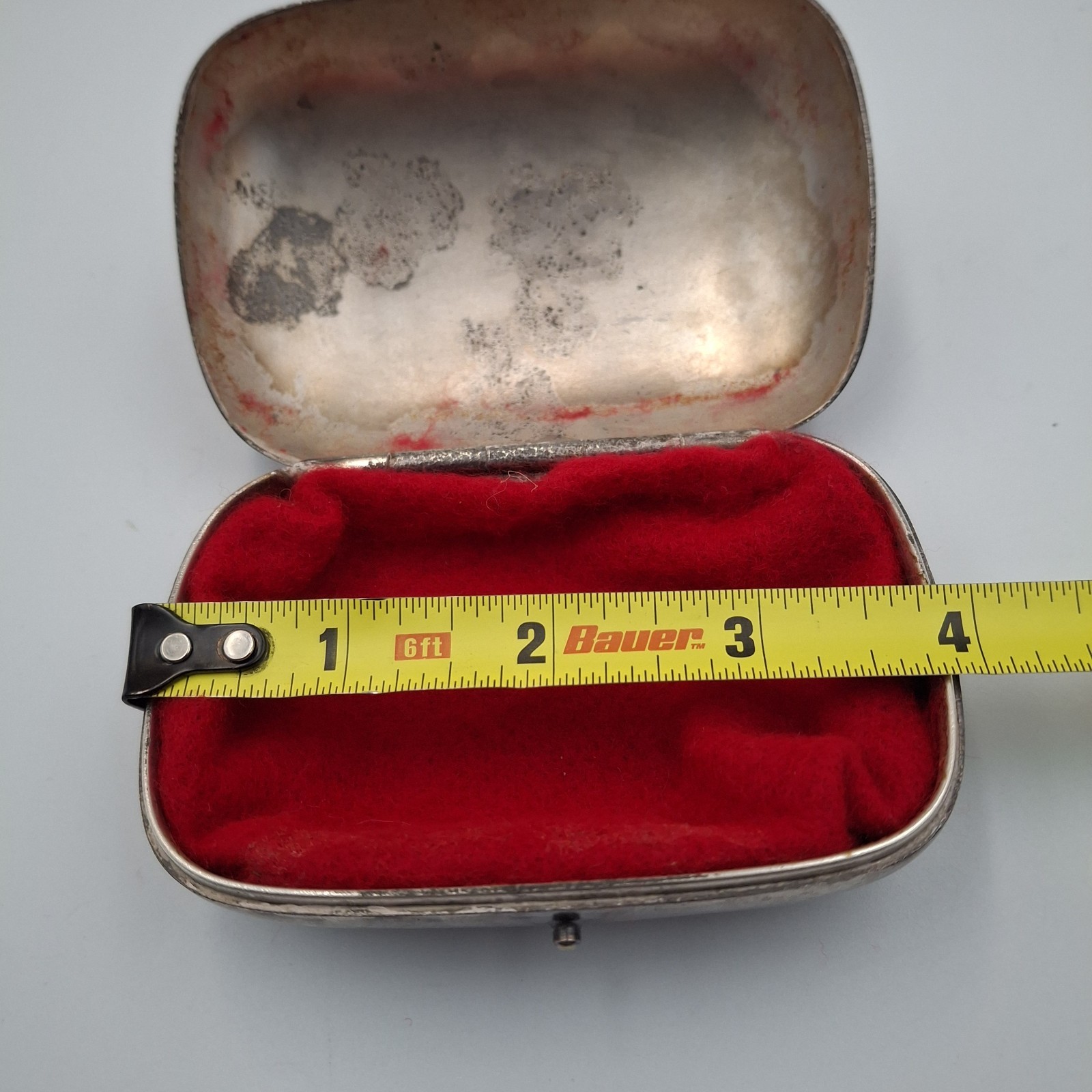 ​Antique Silver-Plate Trinket Box Engraved "Maude" Victorian Keepsake Snuff Box