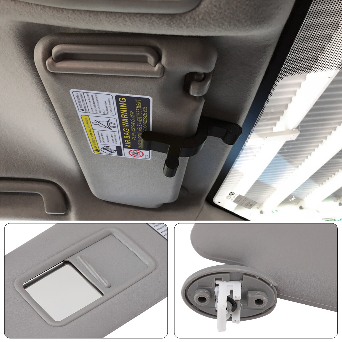 Gray Left Driver Side Sun Visor w/Mirror & Light For 2008-2013 Toyota Highlander