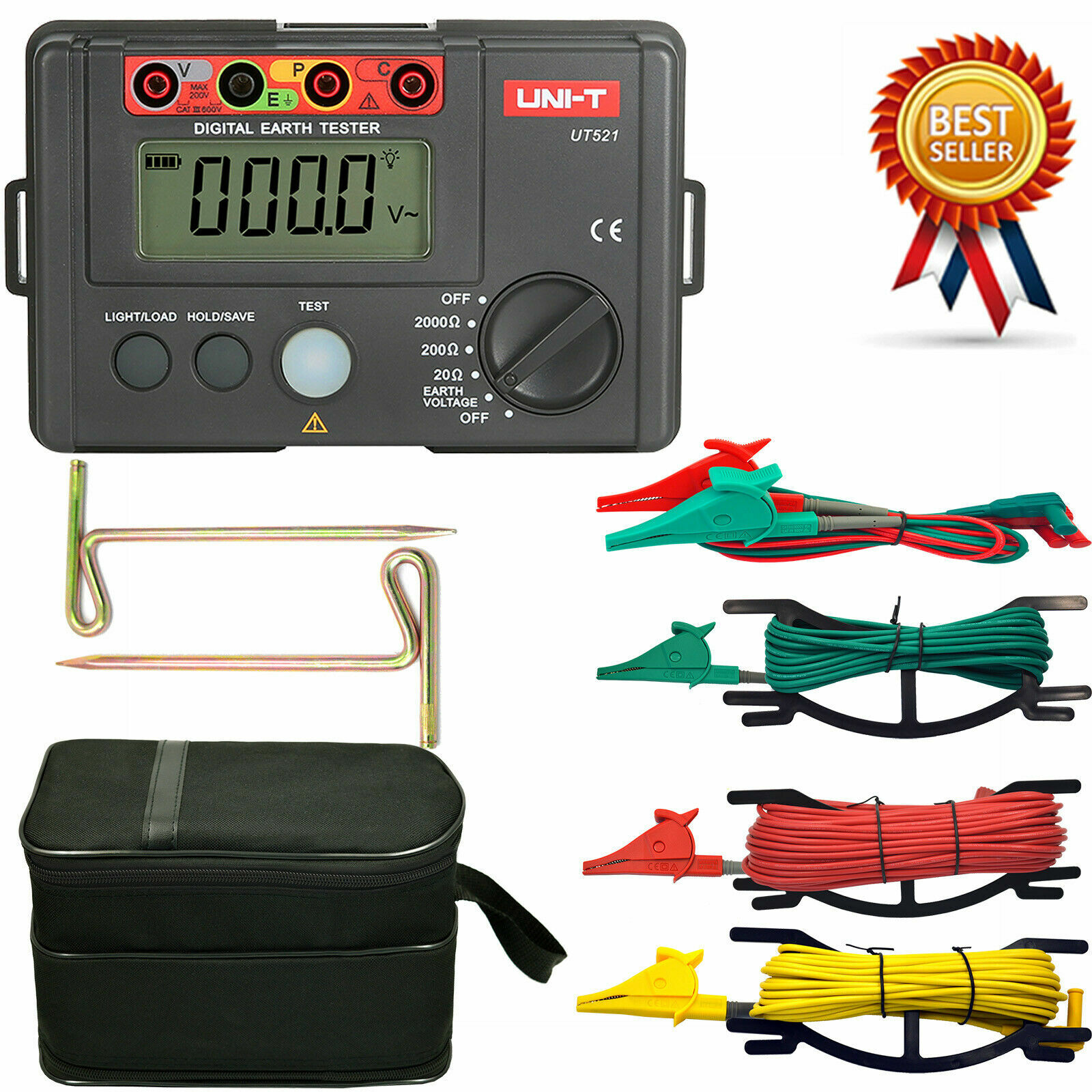 UNI-T UT521 Digital Earth Tester Earth Ground Insulation Resistance Meter Ohm ✦K