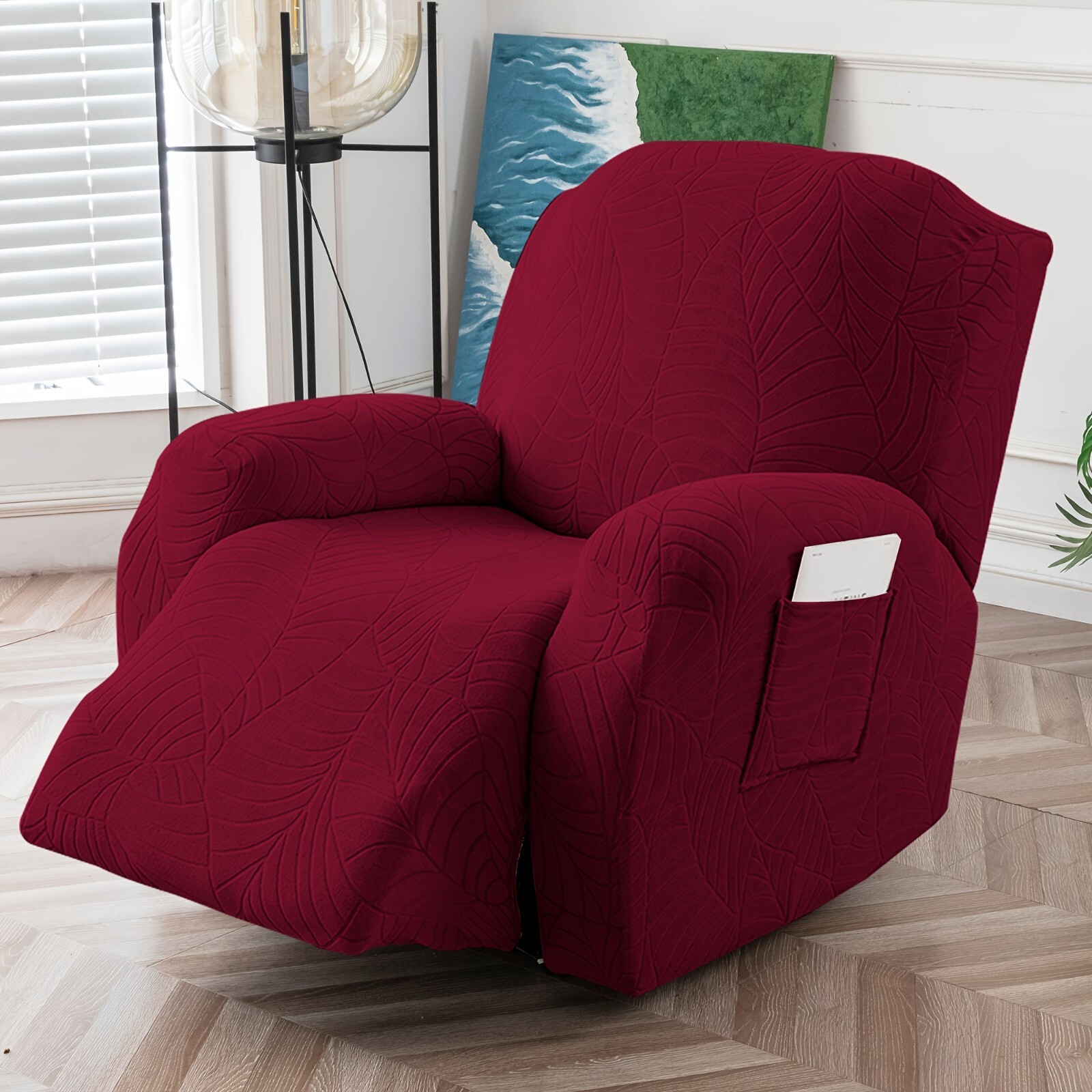 Waterproof Recliner Slipcovers Leaf Jacquard Recliner Chair Covers Stretch