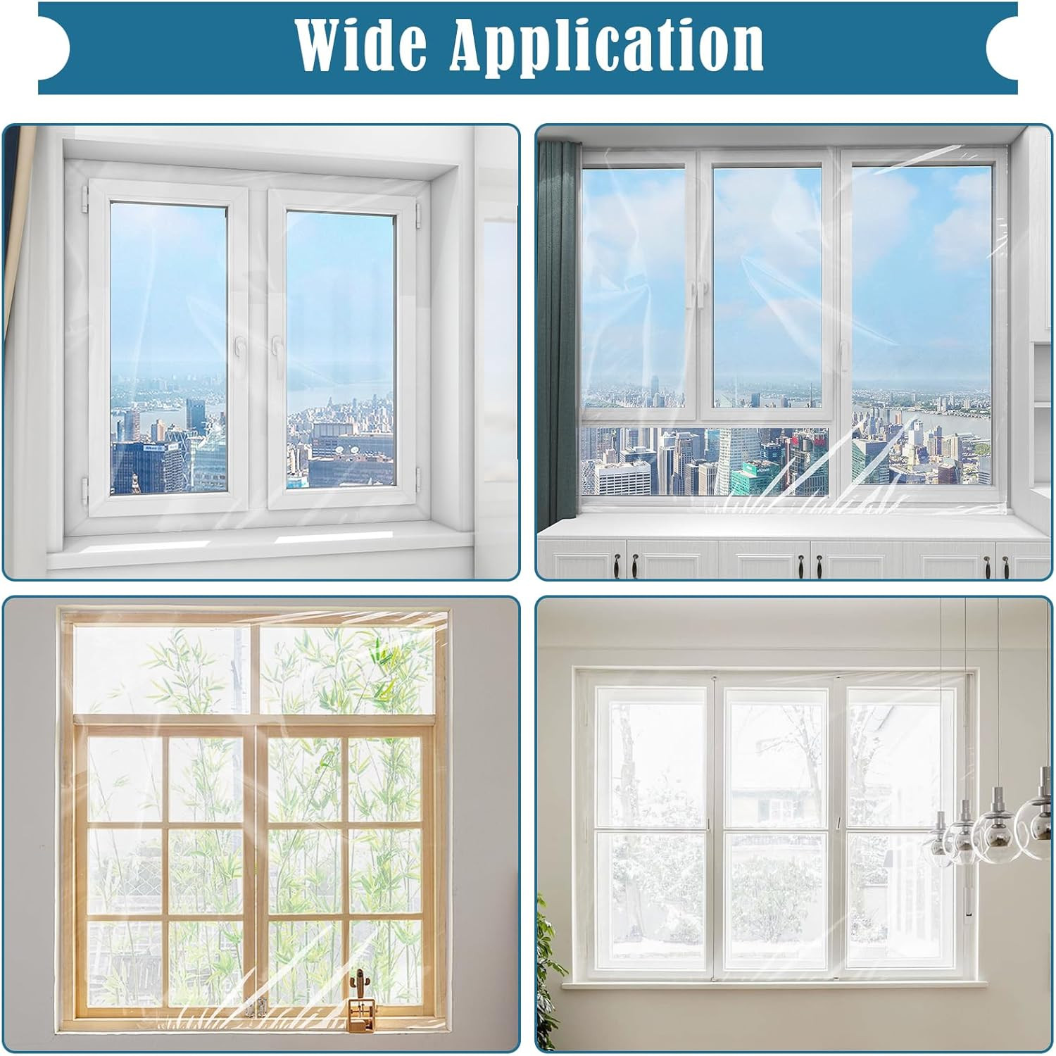 Window Insulation Kit, 63 × 394 Inch Plastic Window Coverings for Winter, Thicke