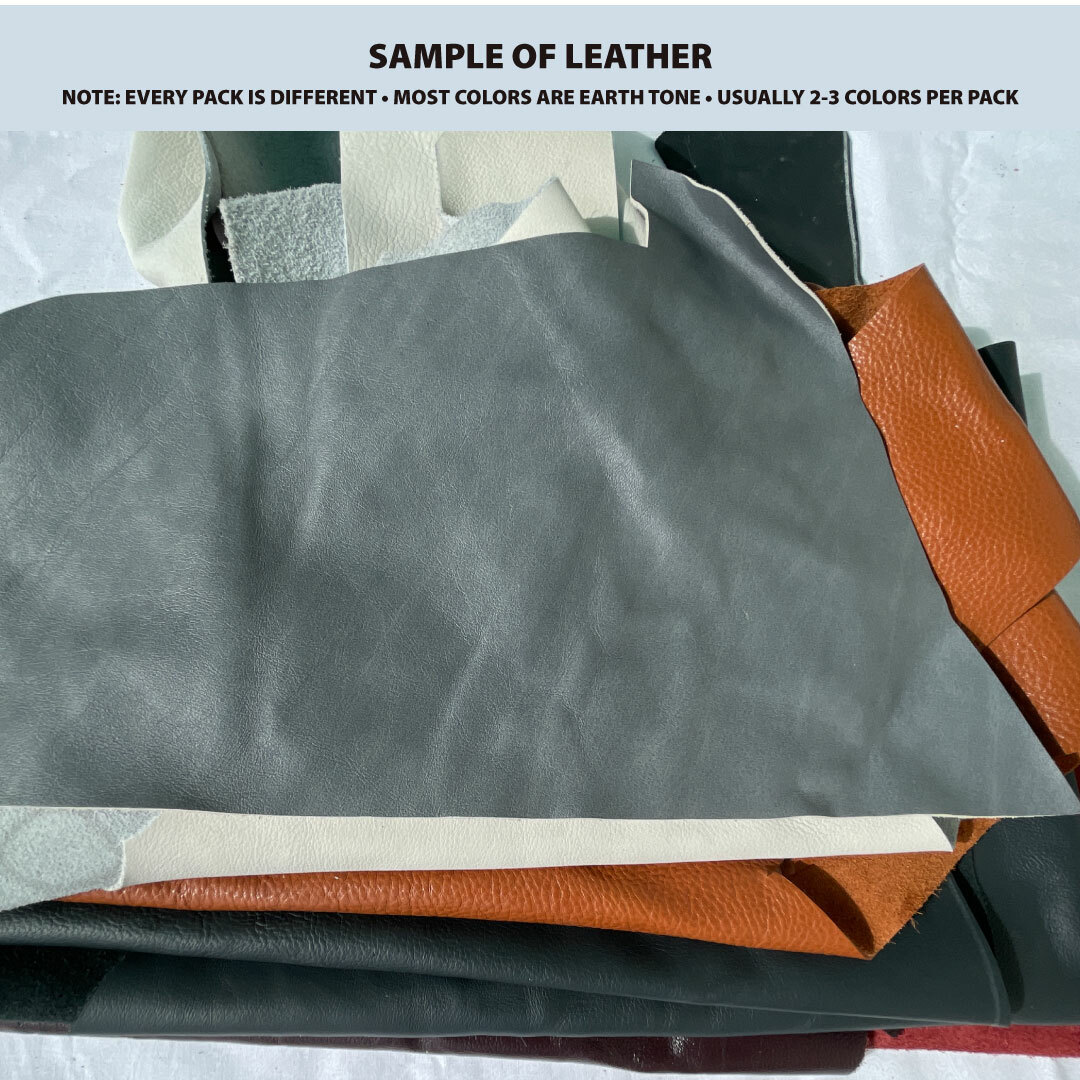 Premium Cowhide Leather Scraps 2 lb. Bag - 3 to 5 Leather Pieces Per Bag