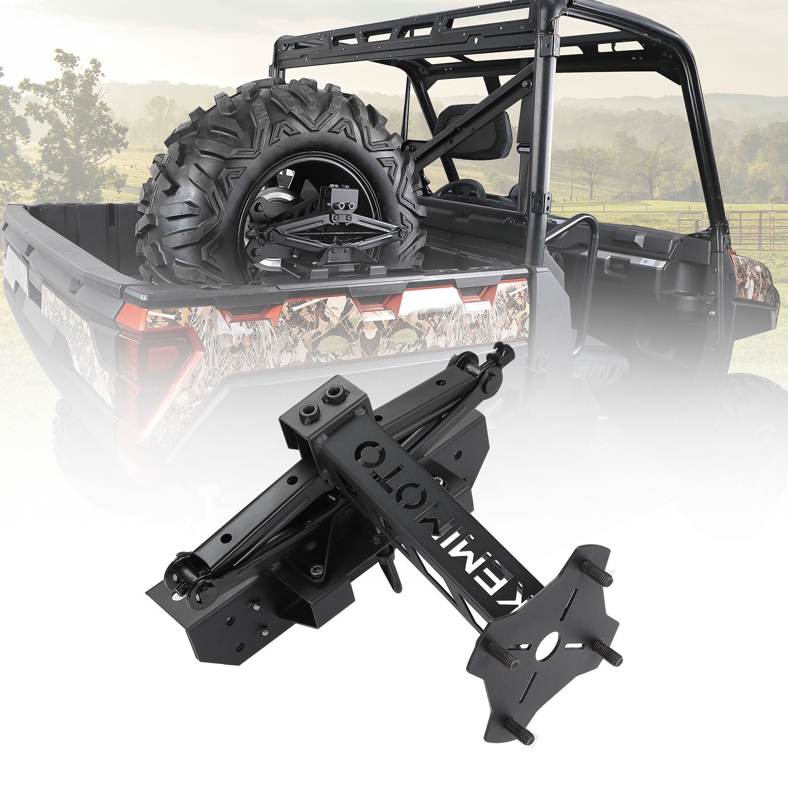 UTV Spare Tire Carrier Mount Bracket for Polaris Ranger 500 570 900 1000 XP Crew