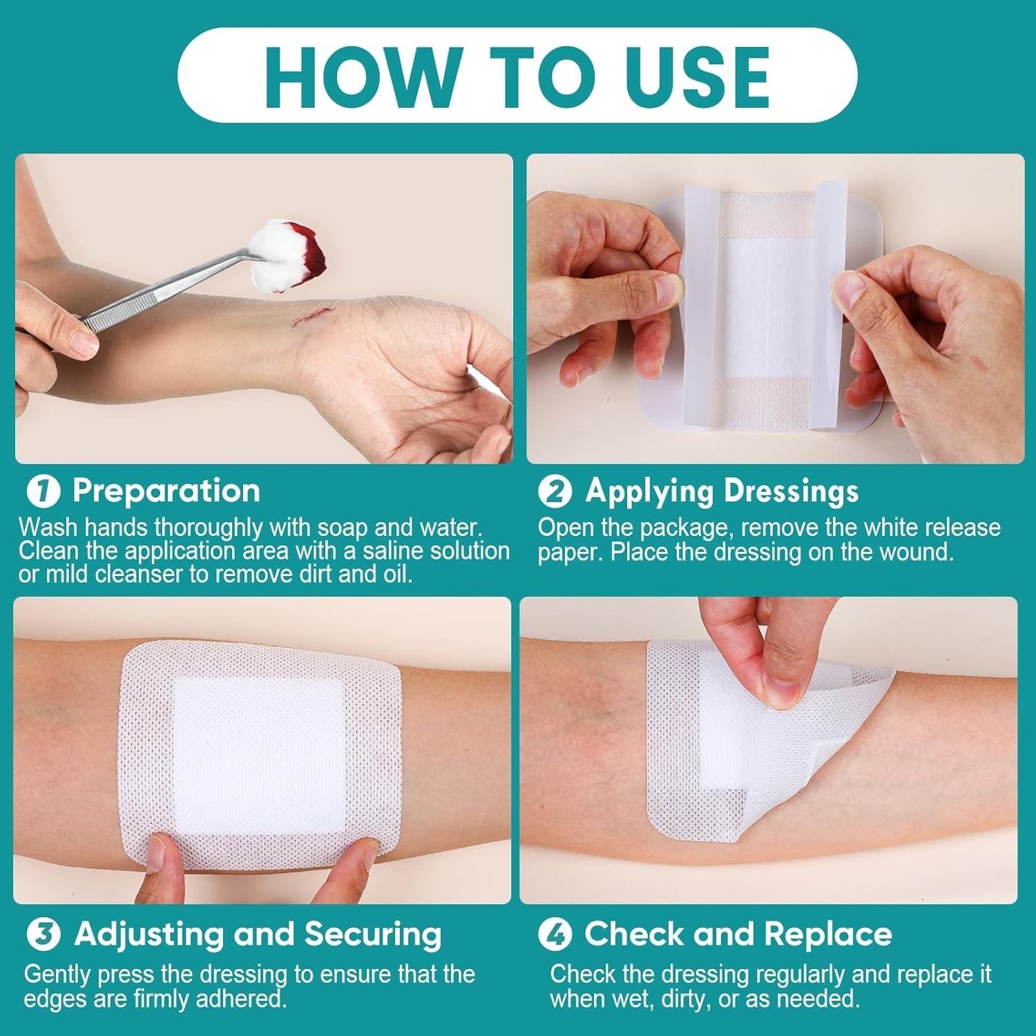 50 Count Island Dressing Bordered Gauze 4" x 4", Gauze Pads Individually Wrapped